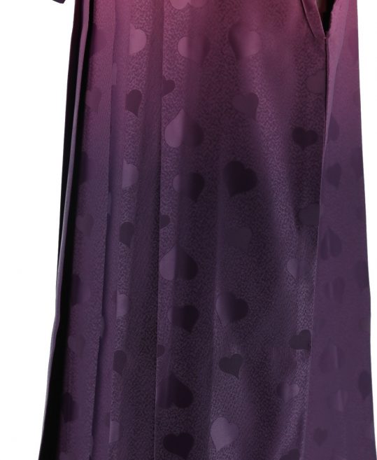 卒業式袴単品レンタル[無地風]ピンク×紫ぼかしにハートの地柄[身長148-152cm]No.609